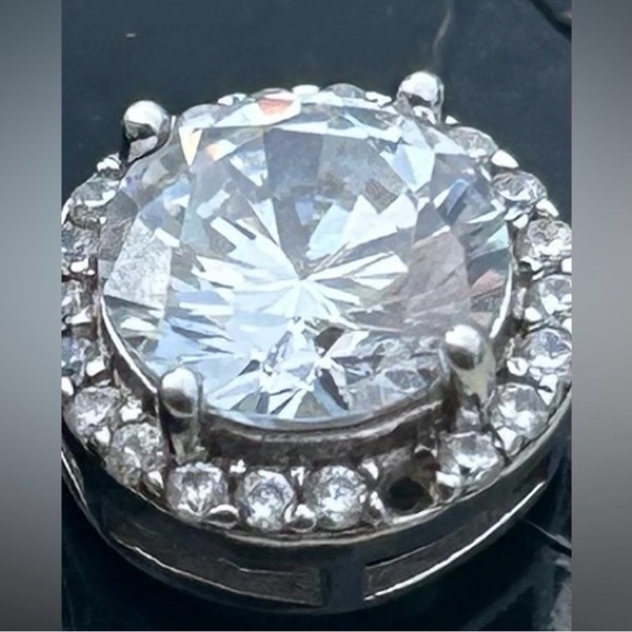 Round Crystal Halo CZ Faux Diamond Silver Earrings Affordable Luxury Earrings - Picture 5 of 11